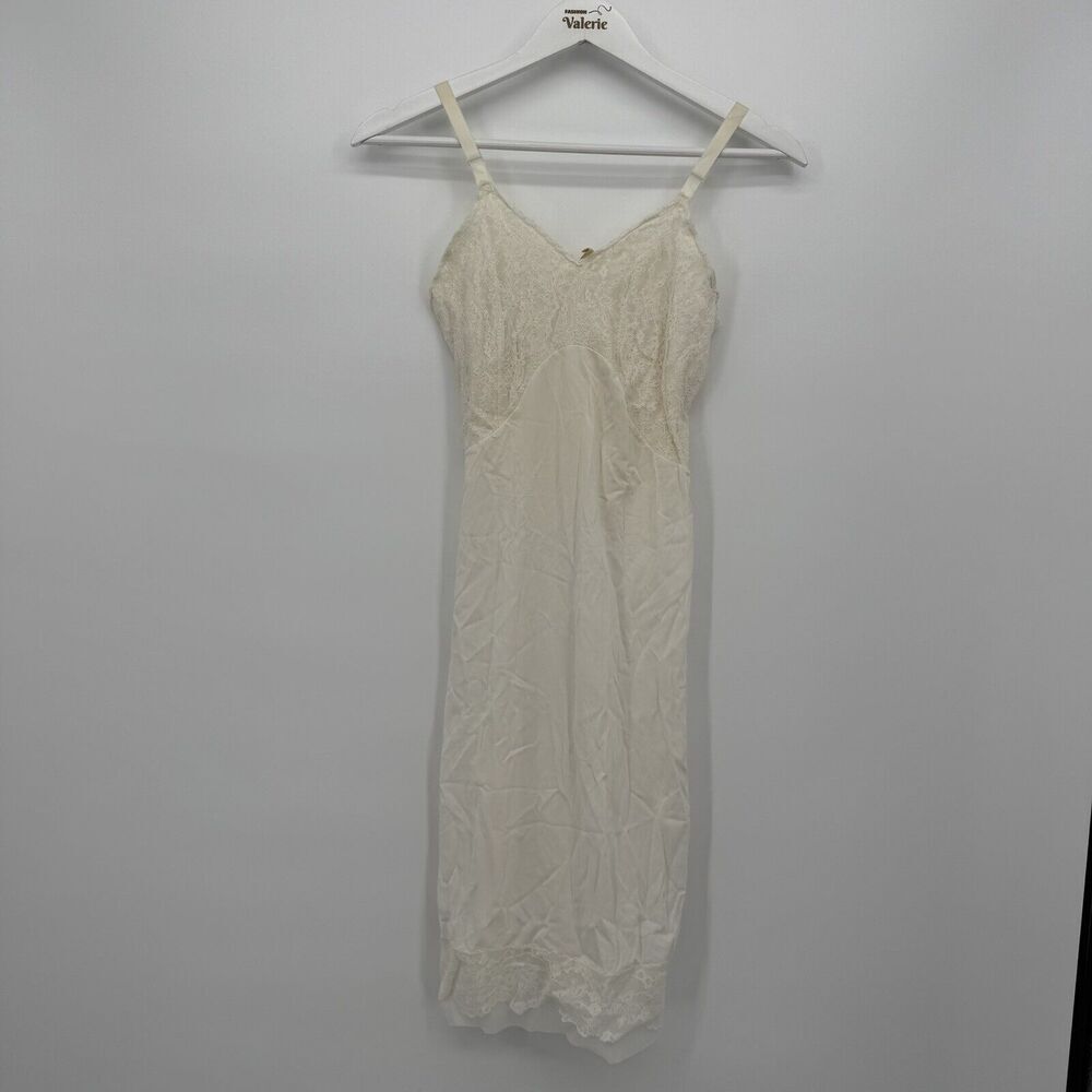 Bel Canto Vintage 60s Ivory Cream Slip Dress Lace Coquette Full Lingerie Size 34